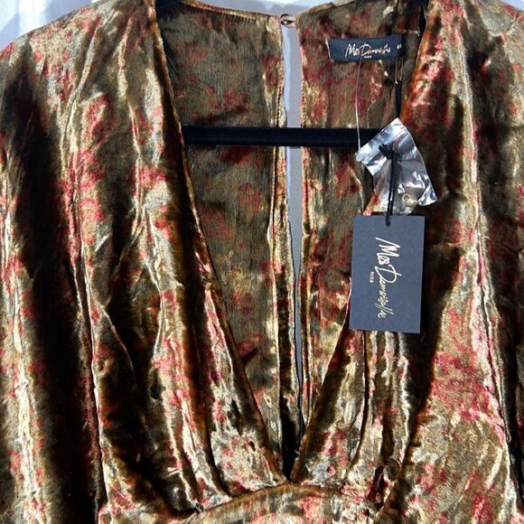 MES DEMOISELLES V-NECK SILK VELVET MINI DRESS NWT SIZE 12 - Picture 9 of 10